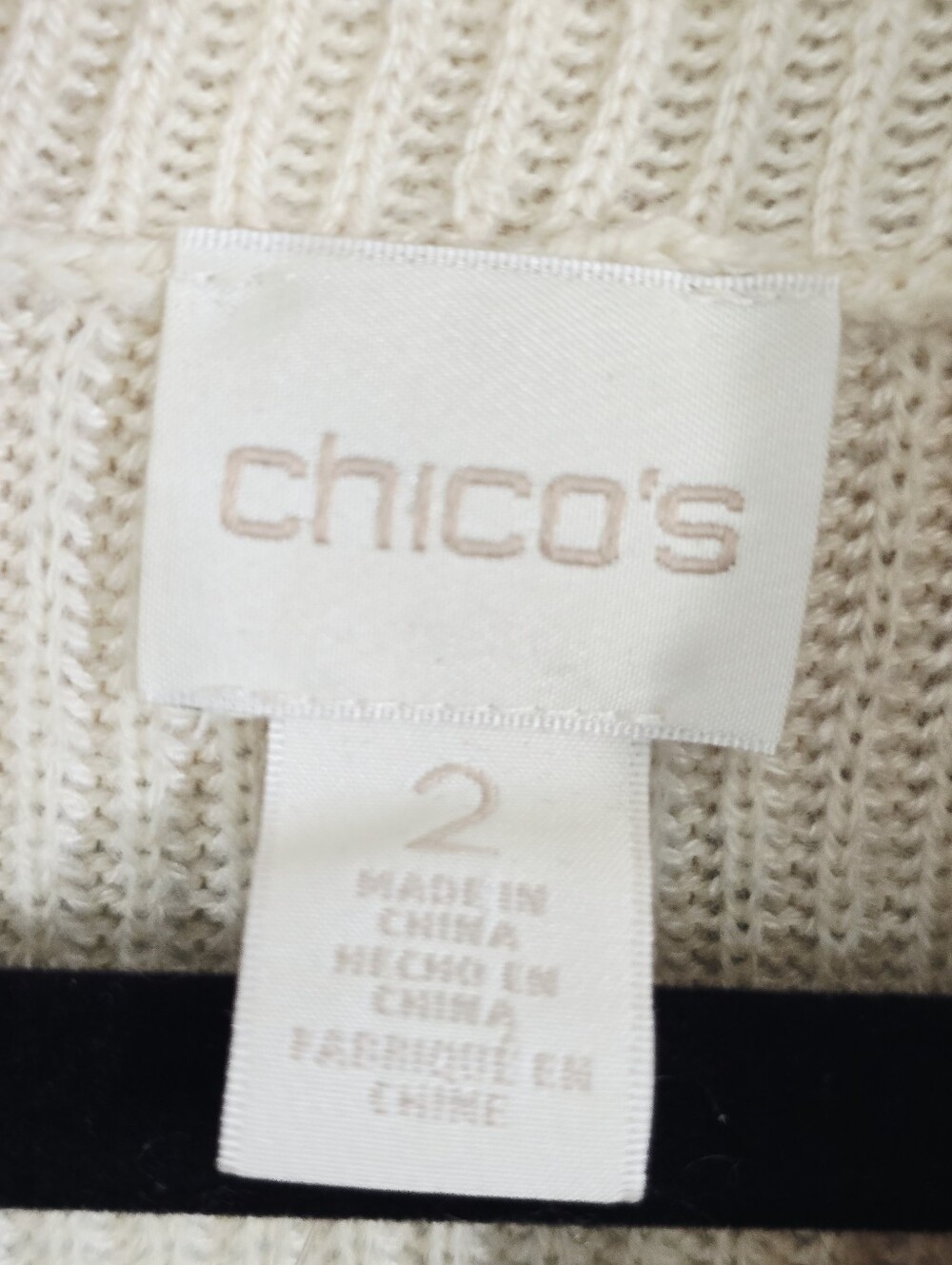 Chico's Cream Ribbed Cowl Neck Sweater - Picture 6 of 8